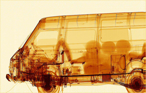 Mini-bus image on a screen of inspector's workstation