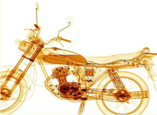 Motorcycle image on a screen of inspector's workstation